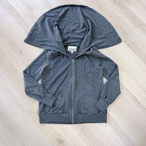 Aiko Almost Hoodie Exaggerated Collar Sz S Full Zip Sweatshirt Gray Avant-garde